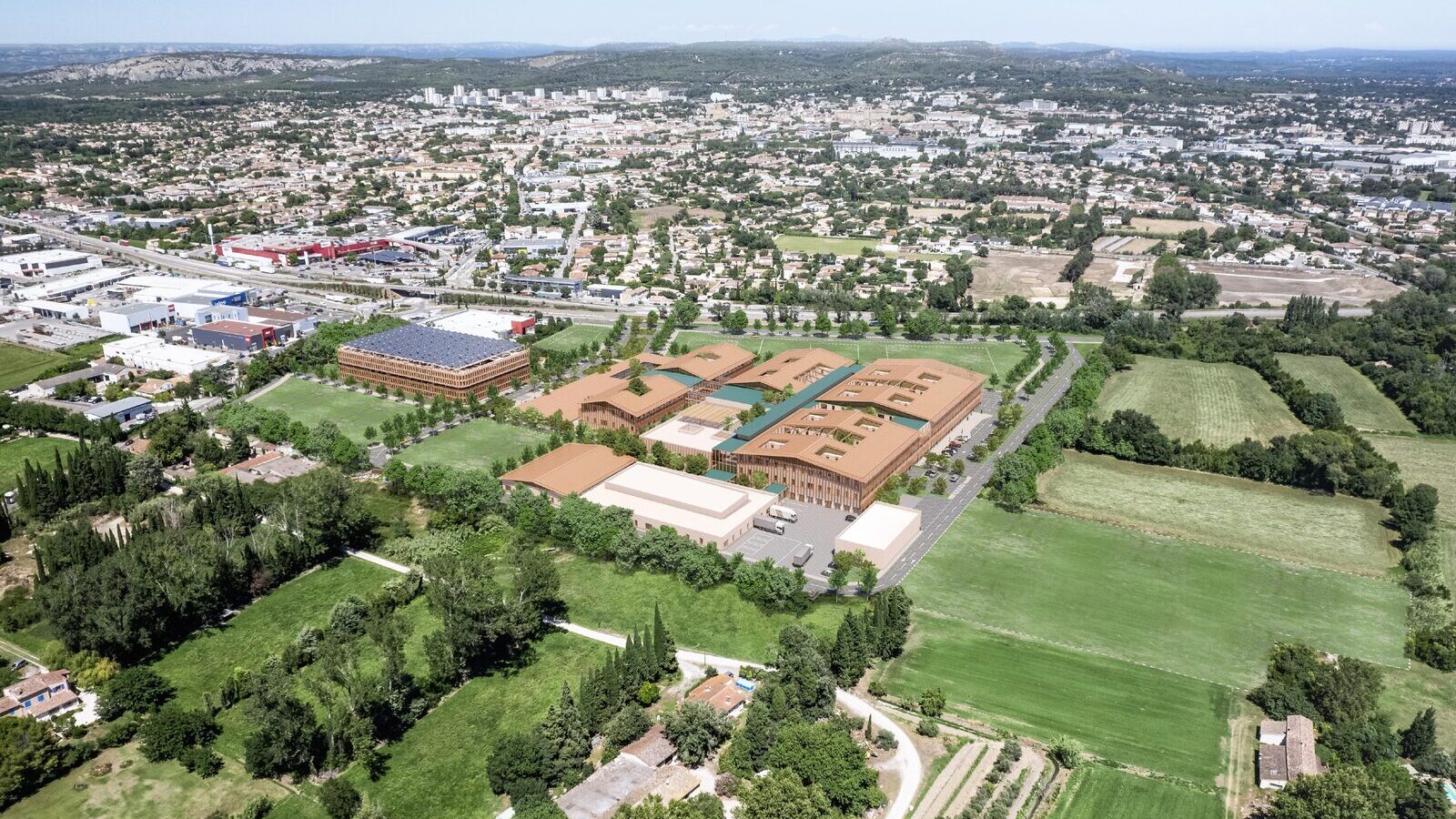 Perspective aérienne du futur hôpital du pays salonais